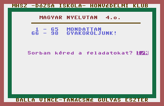 Magyar Nyelvtan 4. osztály (2. rész) Title Screenshot