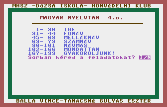 Magyar Nyelvtan 4. osztály (3. rész) Title Screenshot