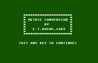 Metric Conversion Title Screenshot