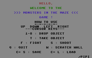 Monsters In The Maze Title Screenshot