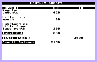 Monthly Accounts Screenshot