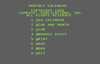Monthly Calendar Screenshot