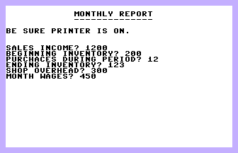 Monthly Report Screenshot