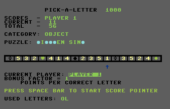Pick-A-Letter (Compute!'s Gazette) Screenshot