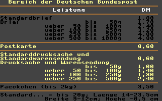 Postgebuehren Der Deutschen Bundespost Screenshot