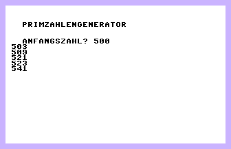 Primzahlengenerator Screenshot