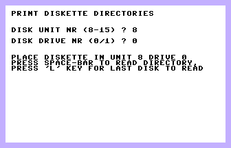Print Diskette Directories