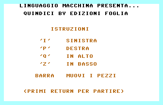 Quindici (Foglia) Title Screenshot