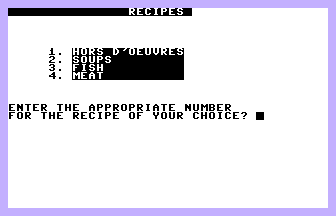 Recipes (100 Programs For The Commodore 16) Screenshot