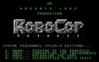Robocop PETSCII Plus/4 Title Screenshot