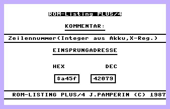 ROM-Listing Plus/4 Screenshot