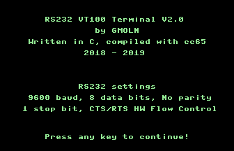 RS232 VT100 Terminal Screenshot