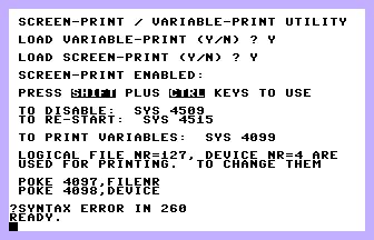 Screen-Print/Variable-Print Utility