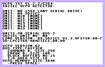 SD2IEC VCPU Detector Screenshot