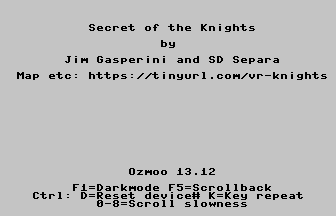 Secret of the Knights Title Screenshot