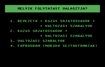 Sejtautomaták Title Screenshot