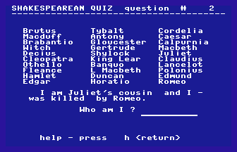 Shakespeare Quiz Screenshot