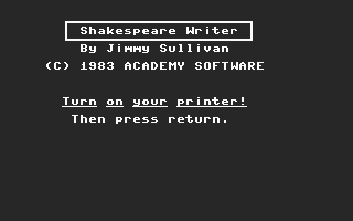 Shakespeare Writer Title Screenshot