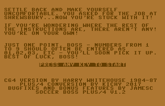 Soccer Boss Plus/4 V1.2 Title Screenshot