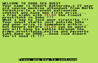 Soho Sex Quest Title Screenshot