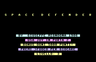 Space Defender Title Screenshot