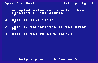 Specific Heat Screenshot