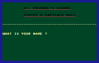 St. Paschal's School States & Capitals Quiz Title Screenshot