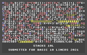 Stacks 10L BASIC Listing