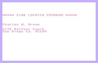 Star Locater Title Screenshot