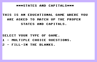 States And Capitals Title Screenshot