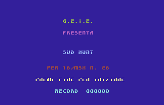 Sub Hunt (C16/MSX 26) Title Screenshot