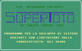 Supertoto (C.S.P.) Title Screenshot