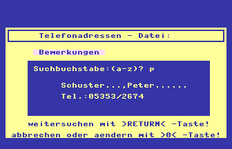 Telefonadressen-Datei Screenshot