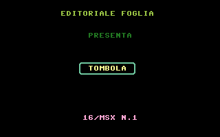 Tombola (C16/MSX 1) Title Screenshot