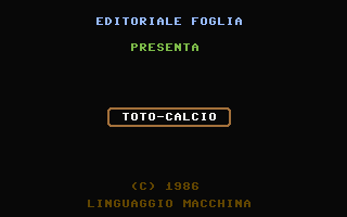 Toto-calcio Title Screenshot