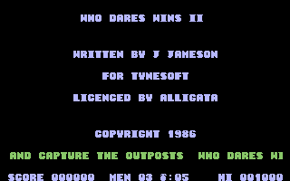 Who Dares Wins II Title Screenshot