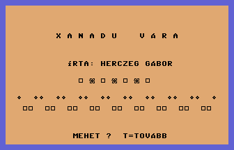 Xanadu Vára Title Screenshot