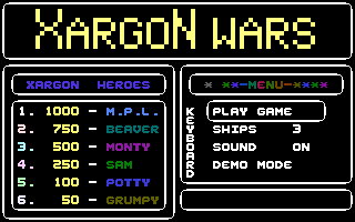 Xargon Wars (Byte Games 13) Title Screenshot