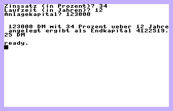 Zinzeszinsberechnung Screenshot