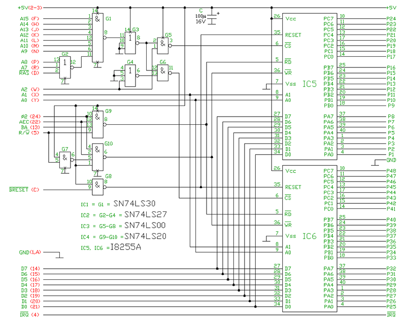 Schematics for the interface card