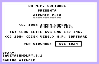 Airwolf (M.P.) Title Screenshot