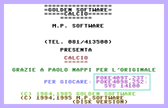 Calcio (M.P.) Title Screenshot