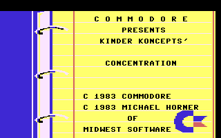 Concentration (Commodore) Title Screenshot
