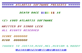 Death Race 16 Title Screenshot