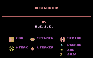 Destructor (C16/MSX 35) Title Screenshot