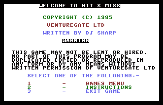 Hit & Miss Title Screenshot