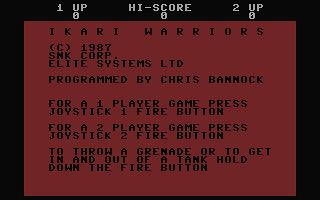 Ikari Warriors Title Screenshot
