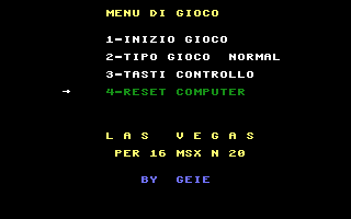 Las Vegas (C16/MSX 20) Title Screenshot