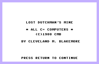 Lost Dutchman's Mine Title Screenshot