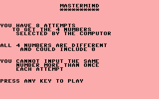 Mastermind (ICPUG) Title Screenshot